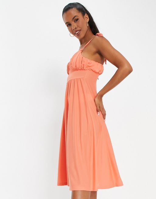 Coral spaghetti 2025 strap dress