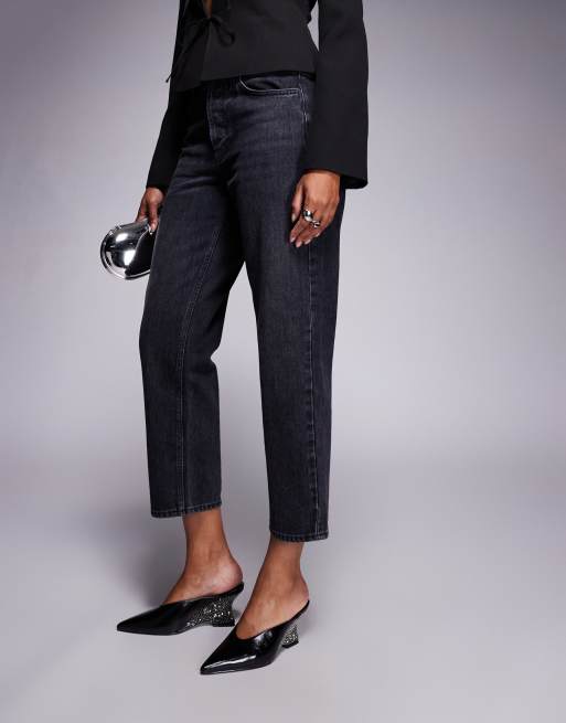 ASOS DESIGN – Spark – Czarne mule na średnim koturnie zdobionym strasami, 3 z 4