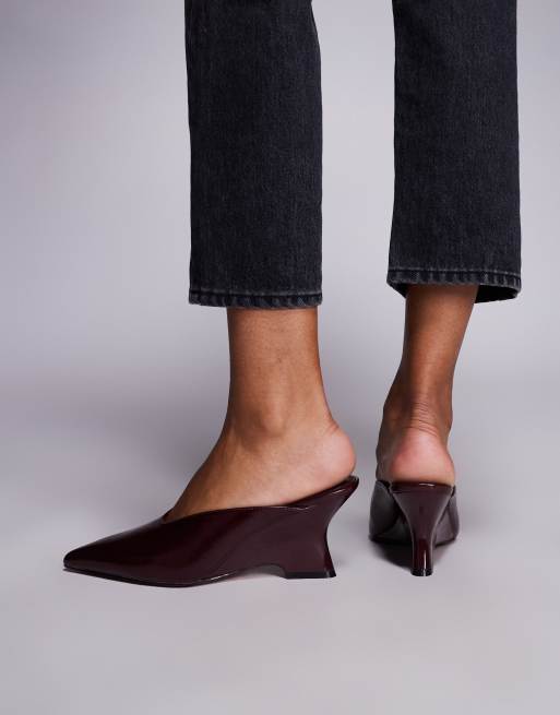 ASOS DESIGN Spark Mules à talon compensé mi-haut Bordeaux ASOS