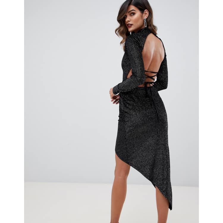 Asos design one shoulder sparkle velvet maxi sales dress