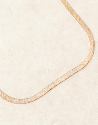 Asos Design Sparkly Flat Snake Chain Necklace In Gold