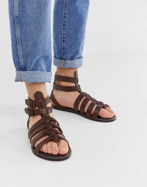 ASOS DESIGN Spartiates Cuir marron ASOS