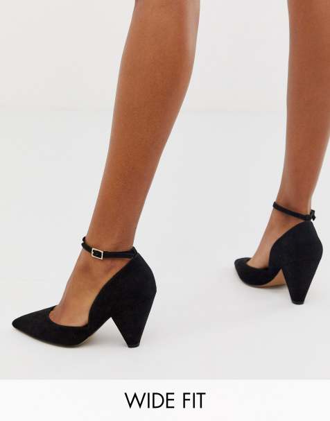 ASOS DESIGN – Speak Out – Spitze Schuhe in weiter Passform und mittelhohem Absatz in Schwarz