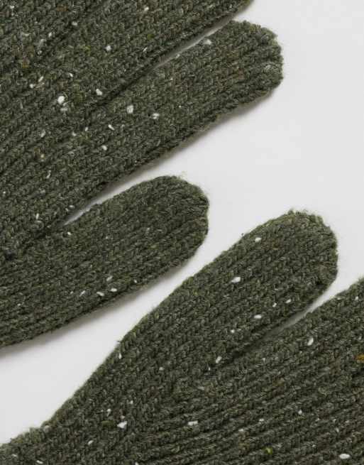 ASOS DESIGN speckled rib gloves in green, 2 of 3