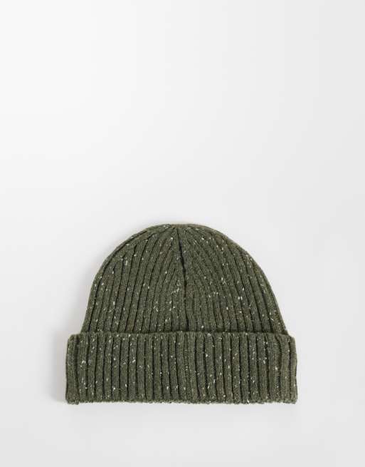 ASOS DESIGN speckled rib mini beanie in green, 3 of 3