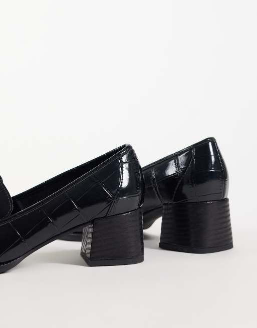 ASOS DESIGN Speed loafers met middelhoge hak in zwart croco, 2 van 4