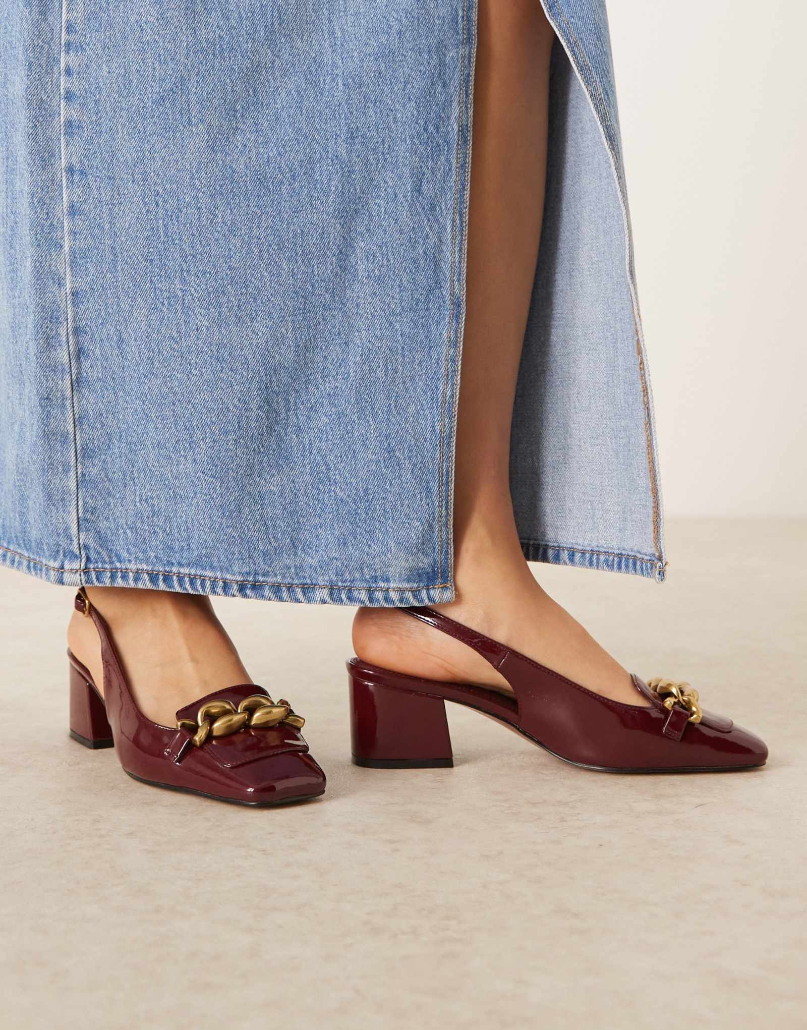 Бордовые мокасины-слингбэки на среднем каблуке от ASOS DESIGN Spencer бордового цвета