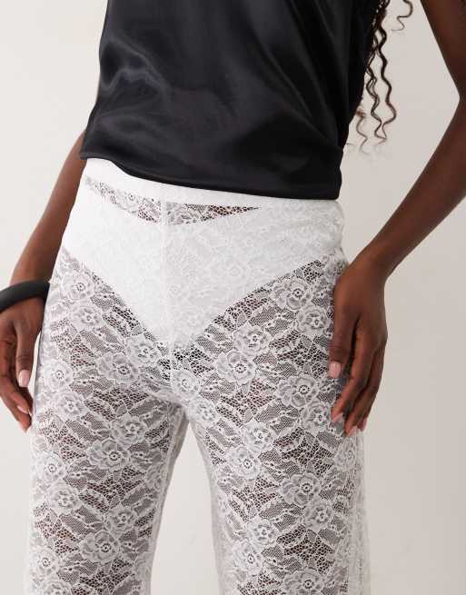 ASOS DESIGN spetsbyxor med vida ben i ivory, 2 av 5