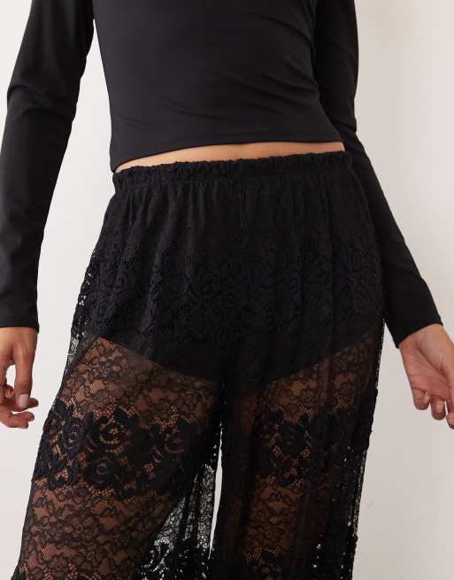 ASOS DESIGN spetsmixade oversize ballongbyxor i svart, 4 av 5