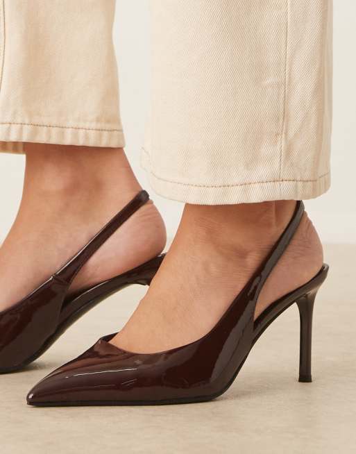 ASOS DESIGN - Spicy - Chaussures à talon aiguille mi-haut et bride arrière - Chocolat, 3 de 4