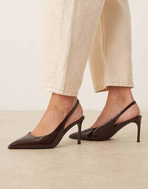 ASOS DESIGN - Spicy - Chokoladebrune stiletter med hælrem og mellemhøj hæl - view 1