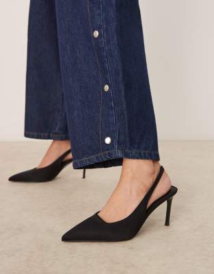 ASOS DESIGN - Spicy - Schuhe in Schwarz mit mittelhohem Stilettoabsatz und Fersenriemchen