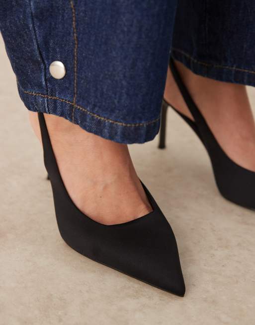 ASOS DESIGN Spicy slingback stiletto mid heeled shoes in black