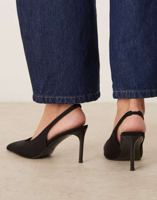 ASOS DESIGN – Spicy – Svarta klackskor med hälrem och halvhöga stilettklackar, 3 av 4