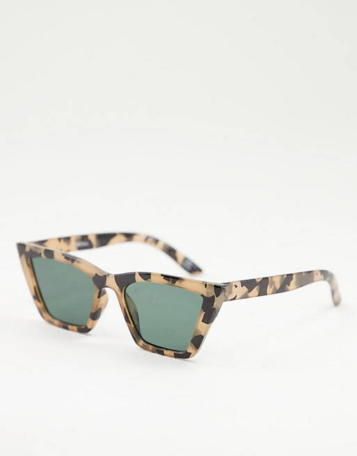 ASOS DESIGN - Spidse firkantede Cat Eye-solbriller med G15-glas og sløret skildpaddemønster