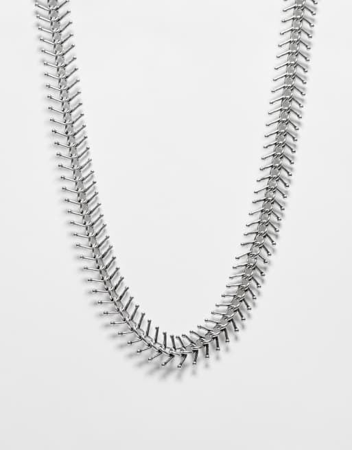 ASOS DESIGN spike chain necklace in burnished silver