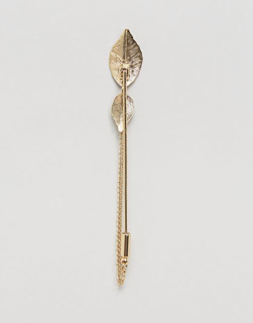 ASOS DESIGN - Spilla per rever oro a foglia, 4 di 4