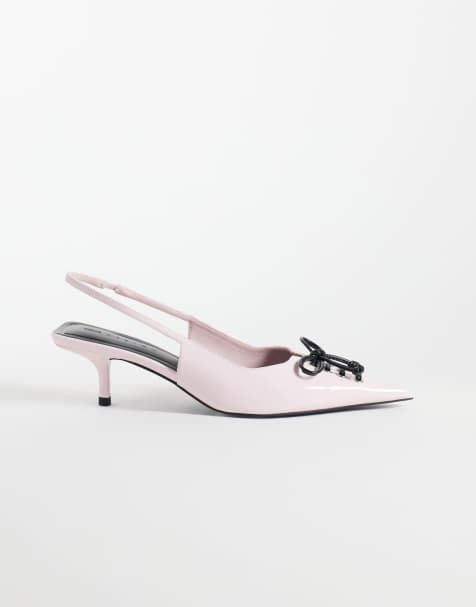 ASOS DESIGN Spirit lace up kitten heels in pink - view 1