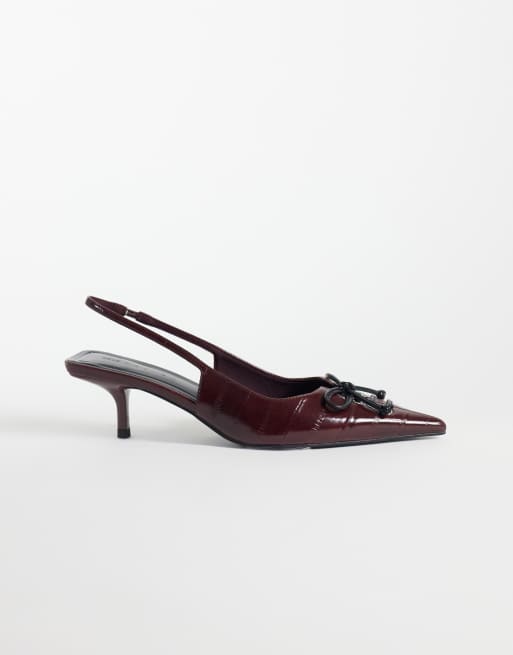 ASOS DESIGN Spirit snørestiletter med kitten-hæl i burgundy, 2 af 4