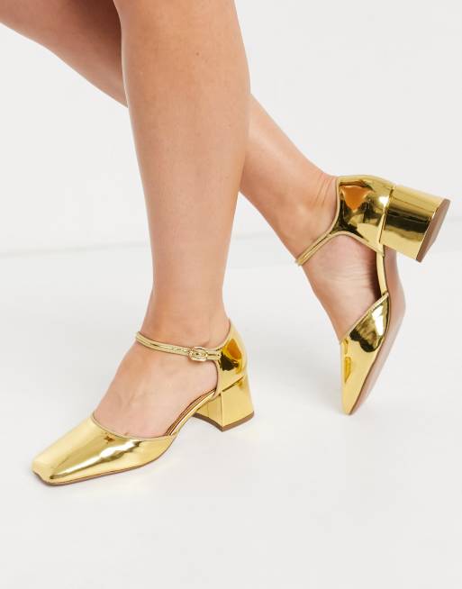 Gold mary jane store shoes