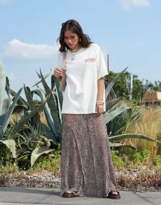 ASOS DESIGN - Spitzen-Maxirock mit Leopardenmuster und Nahtdetails-Bunt