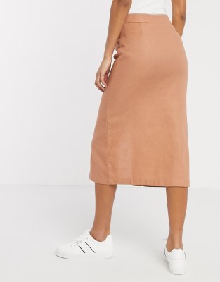asos linen midi skirt