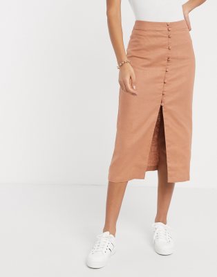 asos linen midi skirt