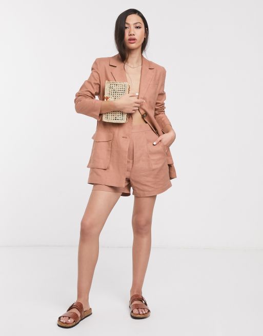 Linen short suit on sale womens