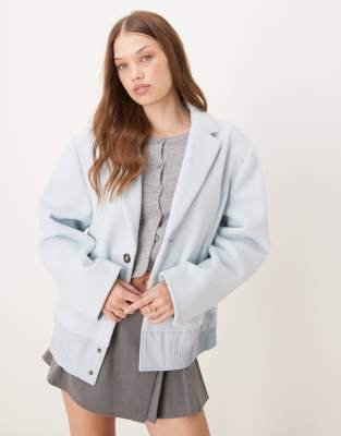 Asos Design Spliced Bomber Hybrid Jacket In Blue