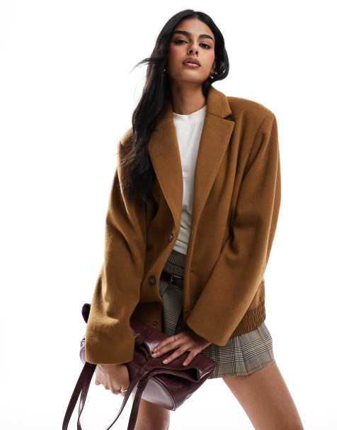 ASOS DESIGN spliced bomber hybrid jacket in camel - view 1