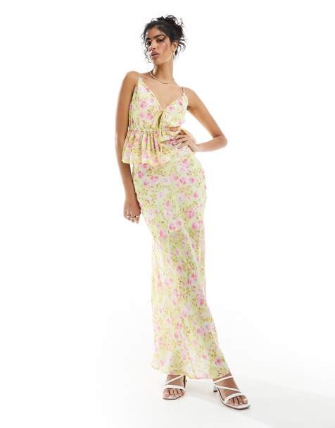 ASOS DESIGN spliced detail co-ord maxi skirt in floral print - view 1