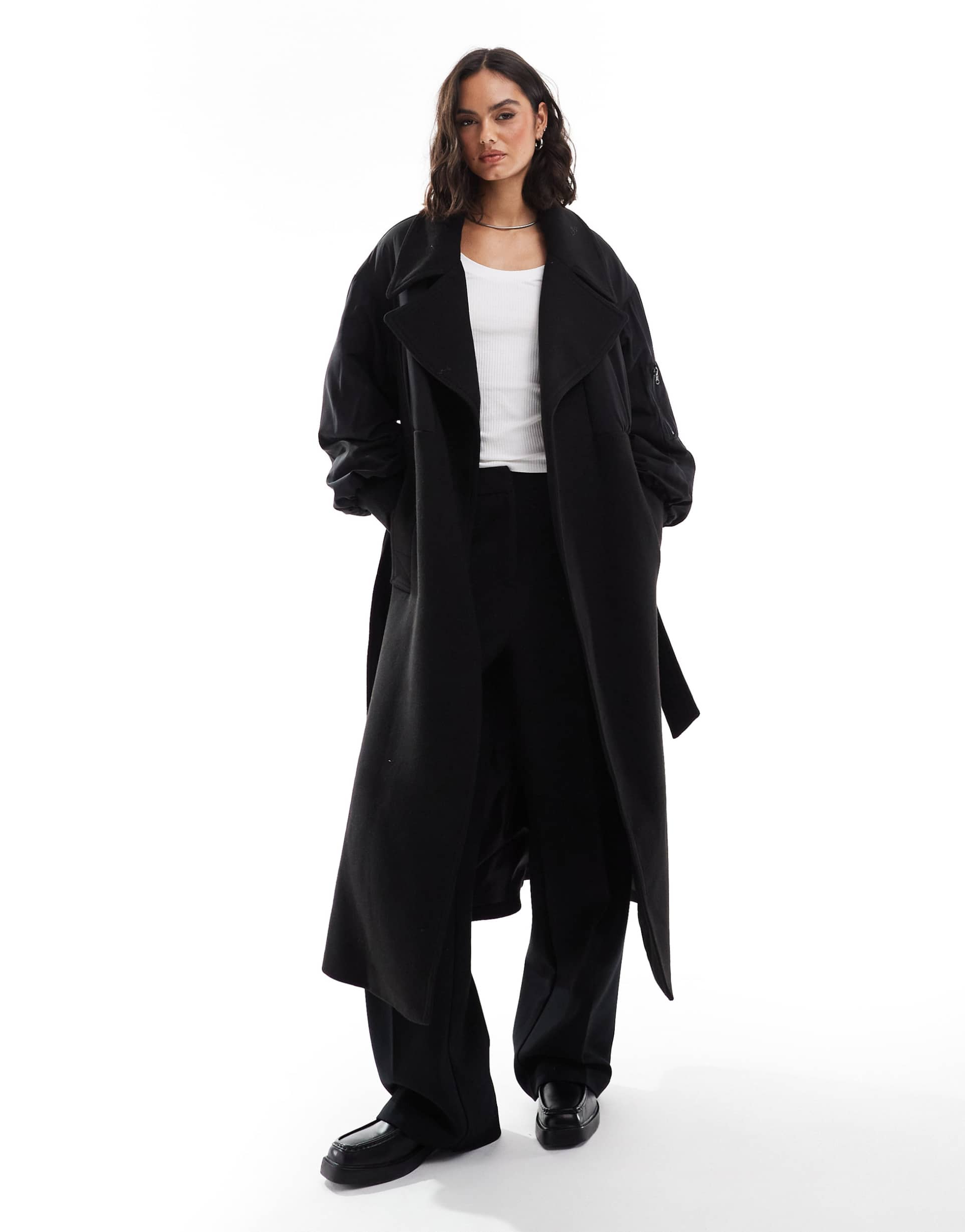 asos design spliced formal bomber coat in black