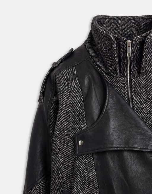 ASOS DESIGN spliced formal bomber jacket in salt and pepper, 8 of 8