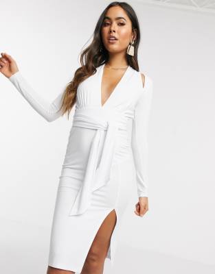 white long sleeve midi