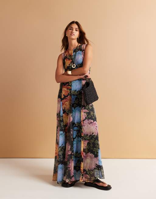 ASOS DESIGN spliced maxi dress with godet hem in floral print, 2 of 4