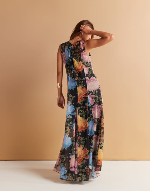 ASOS DESIGN spliced maxi dress with godet hem in floral print, 3 of 4