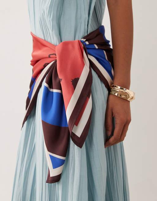 ASOS DESIGN spliced print large scarf with horses and stripes, 3 of 3
