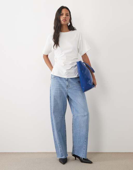 ASOS DESIGN split back detail raglan sleeve top in white, 2 of 4