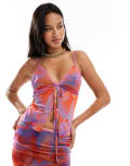 [ASOS DESIGN] ASOS DESIGN split front cami top in pink floral (part of a set)-Multi L Multi