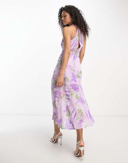 Asos purple floral on sale dress