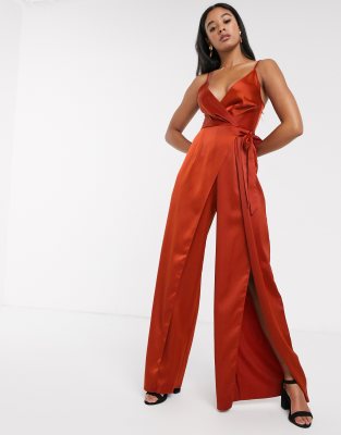 rust satin jumpsuit