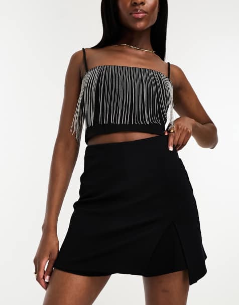 ASOS DESIGN split front skort in black