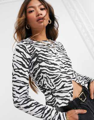 ASOS DESIGN split front top in mico 