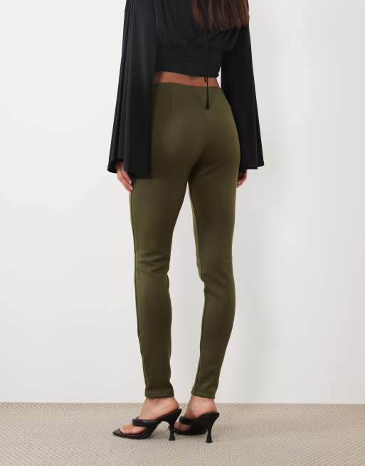 ASOS DESIGN split hem detail leggings in khaki, 5 of 5
