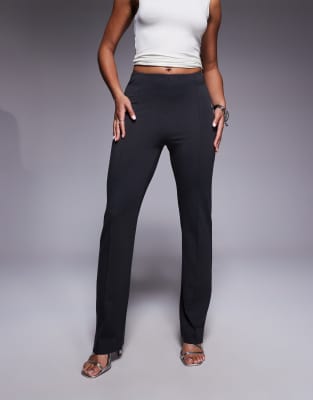 Asos Design Split Hem Straight Leg Pants With Pintuck In Gray