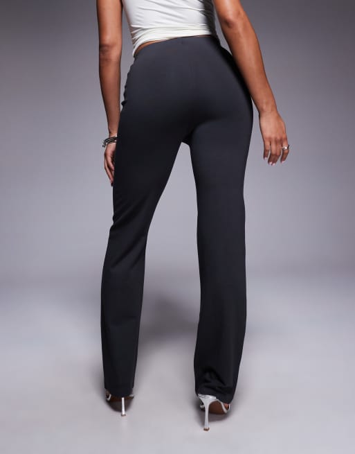 ASOS DESIGN split hem straight leg pants with pintuck in charcoal, 4 of 5