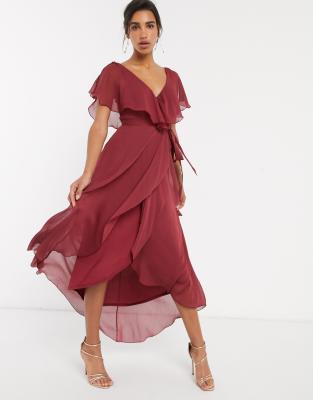 asos design maxi dress with cape back and dipped hem