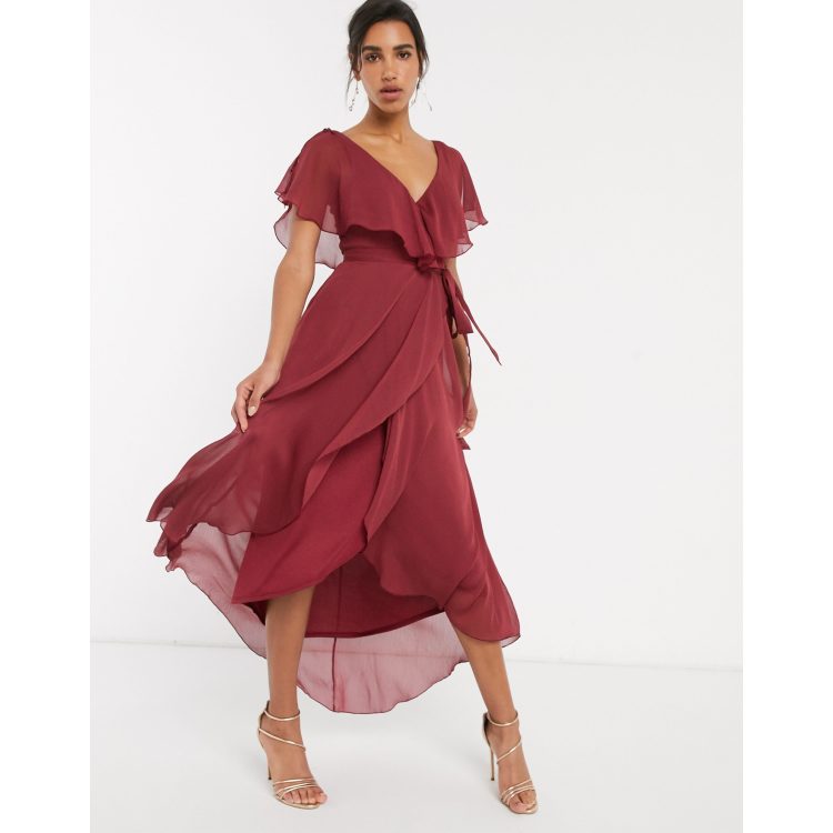 Asos design cape back 2024 dipped hem maxi dress