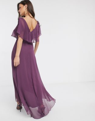 asos design maxi dress with cape back and dipped hem