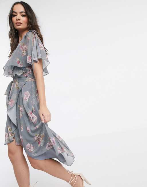 Asos design midi dress with cape best sale back and dipped hem